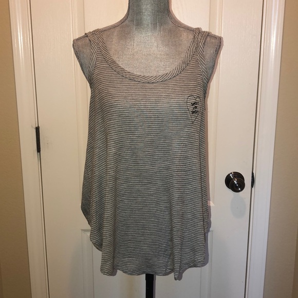 Grey Stripe Sorry Not Sorry Tank Top - Picture 5 of 7
